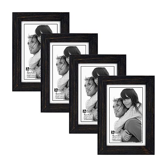 Malden 4 Pk. 4x6 Rough Black Linear 4-pc. Picture Frame Set