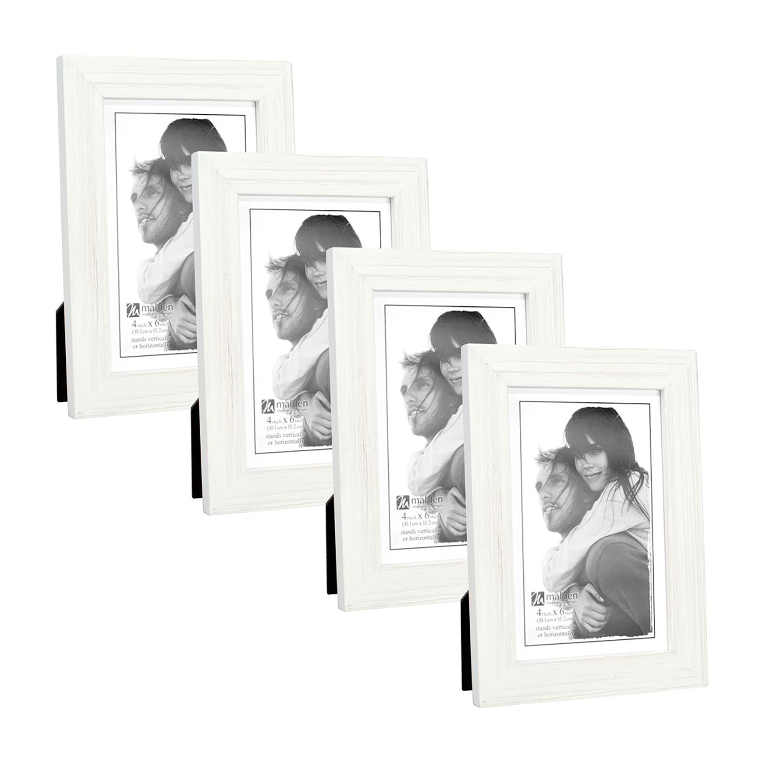 Malden 4x6 Whitewash Linear 4-pc. Picture Frame Set