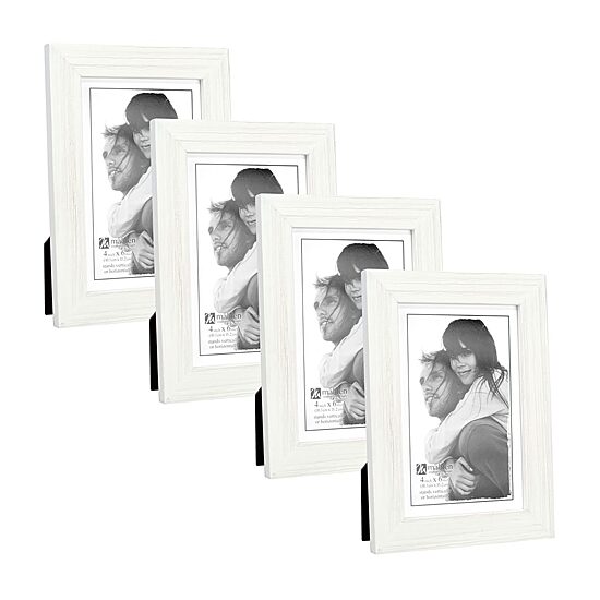 Malden 4x6 Whitewash Linear 4-pc. Picture Frame Set