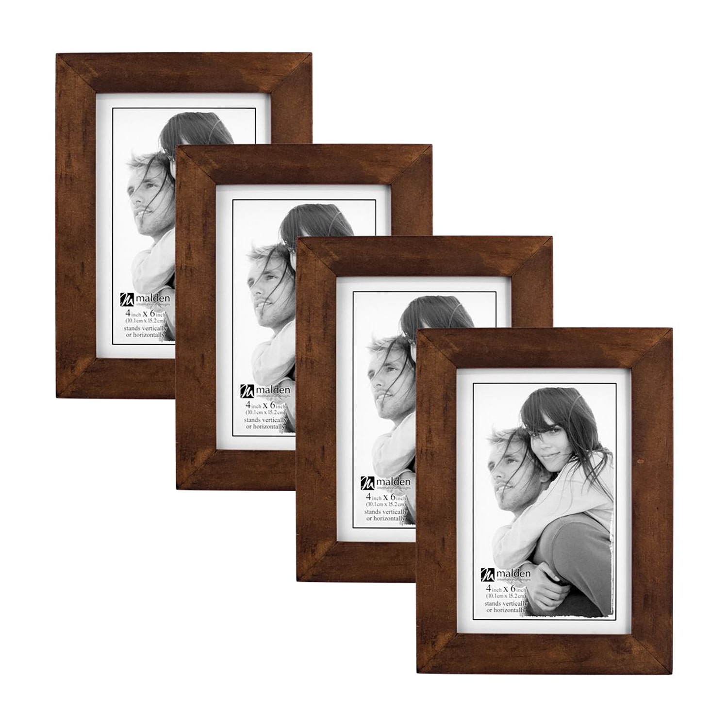 Malden 4 Pk 4x6 Stone Walnut Linear 4-pc. Picture Frame Set