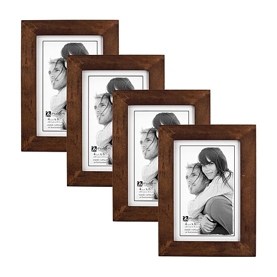 Malden 4 Pk 4x6 Stone Walnut Linear 4-pc. Picture Frame Set