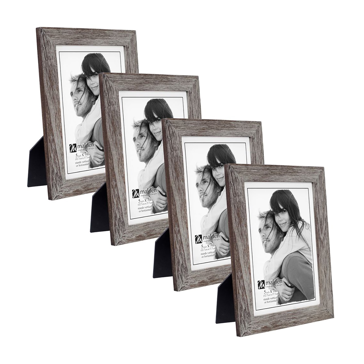 Malden 4 Pk 5x7 Gray Ridge Linear 4-pc. Picture Frame Set