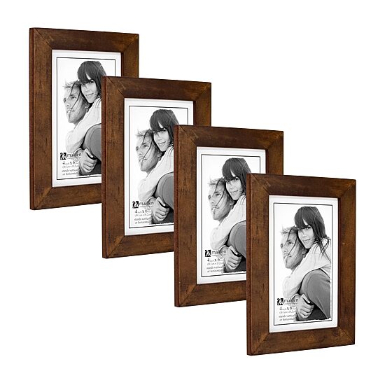 Malden 4 Pk 4x6 Stone Walnut Linear 4-pc. Picture Frame Set