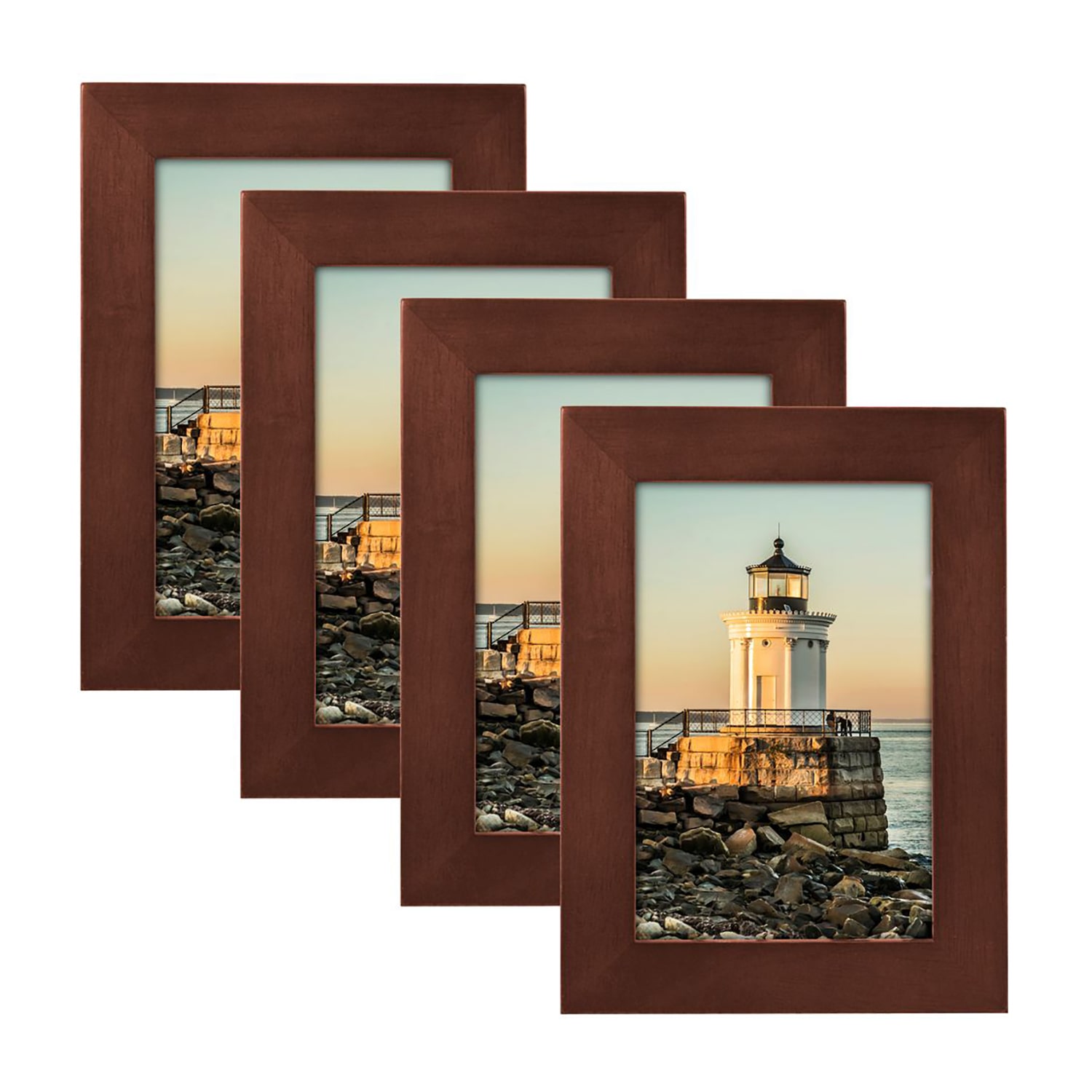 Malden 4 Pk 4x6 Linear-Dark Walnut 4-pc. Picture Frame Set
