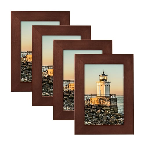 Malden 4 Pk 4x6 Linear-dark Walnut 4-pc. Picture Frame Set In Brown