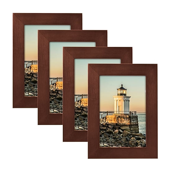 Malden 4 Pk 4x6 Linear-Dark Walnut 4-pc. Picture Frame Set