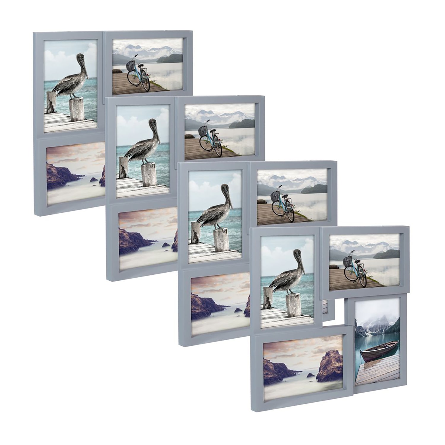 Malden 4pk 4-Op 4x6 Gray Sq Puzzle 4-pc. Picture Frame Set