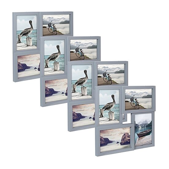 Malden 4-Op 4x6 Gray Sq Puzzle 4-pc. Picture Frame Set