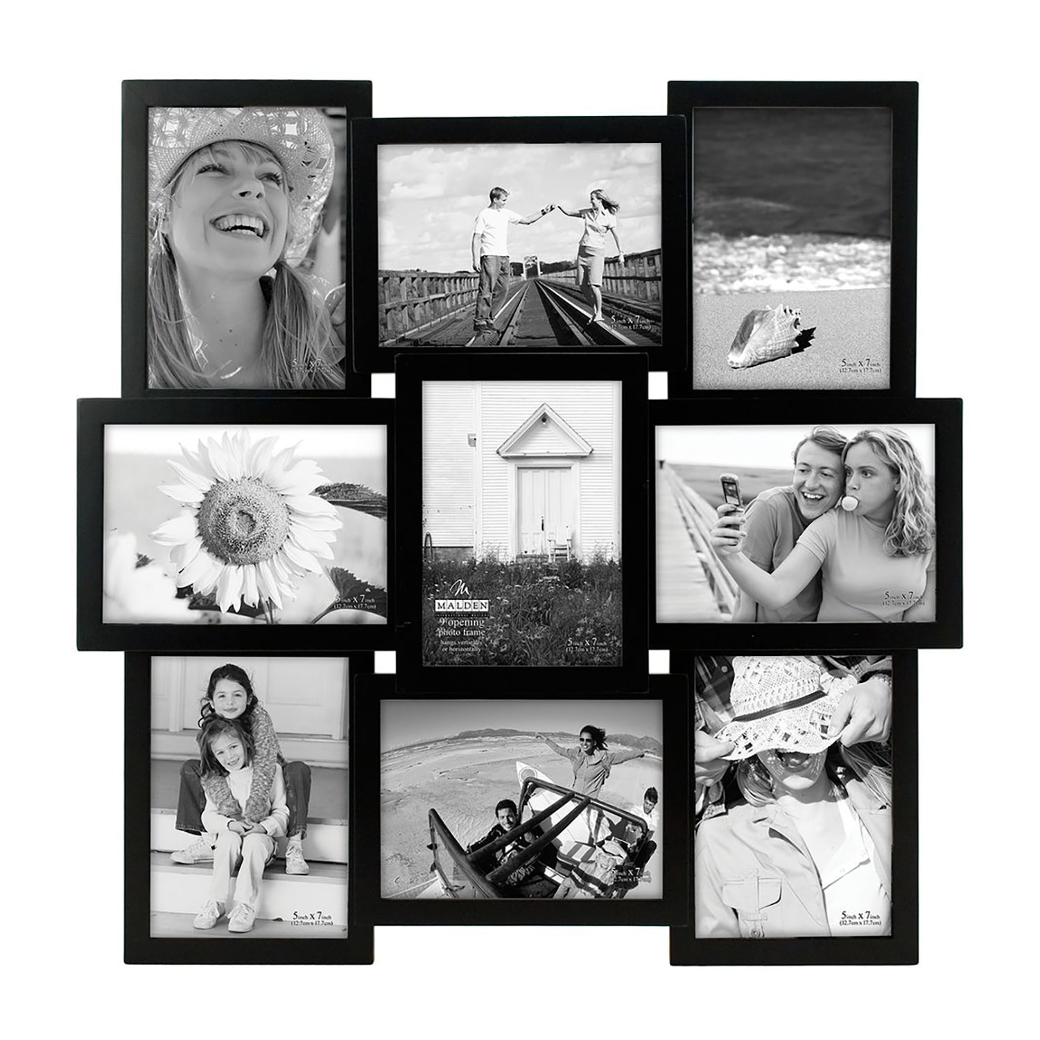 Malden 9-Op 5x7 Black Puzzle 9-Opening Collage Frame