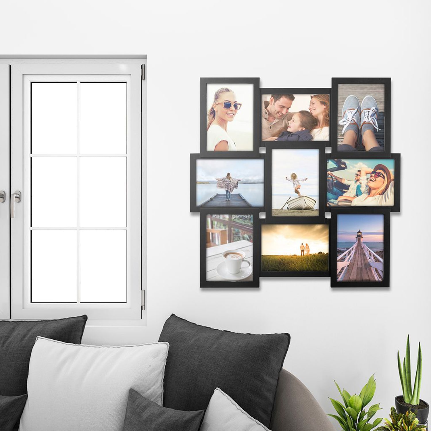 Malden 9-Op 5x7 Black Puzzle 9-Opening Collage Frame