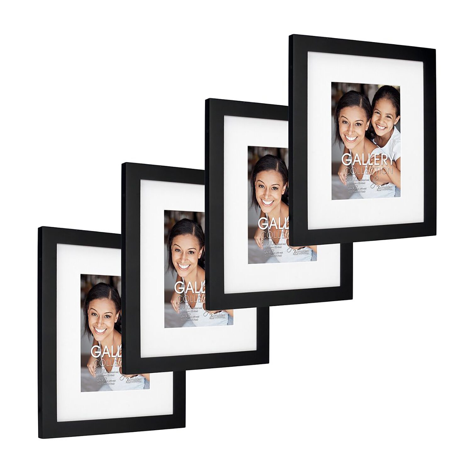Malden 4 Pk Only 5x7/8x10 Black Mat 4-pc. Picture Frame Set