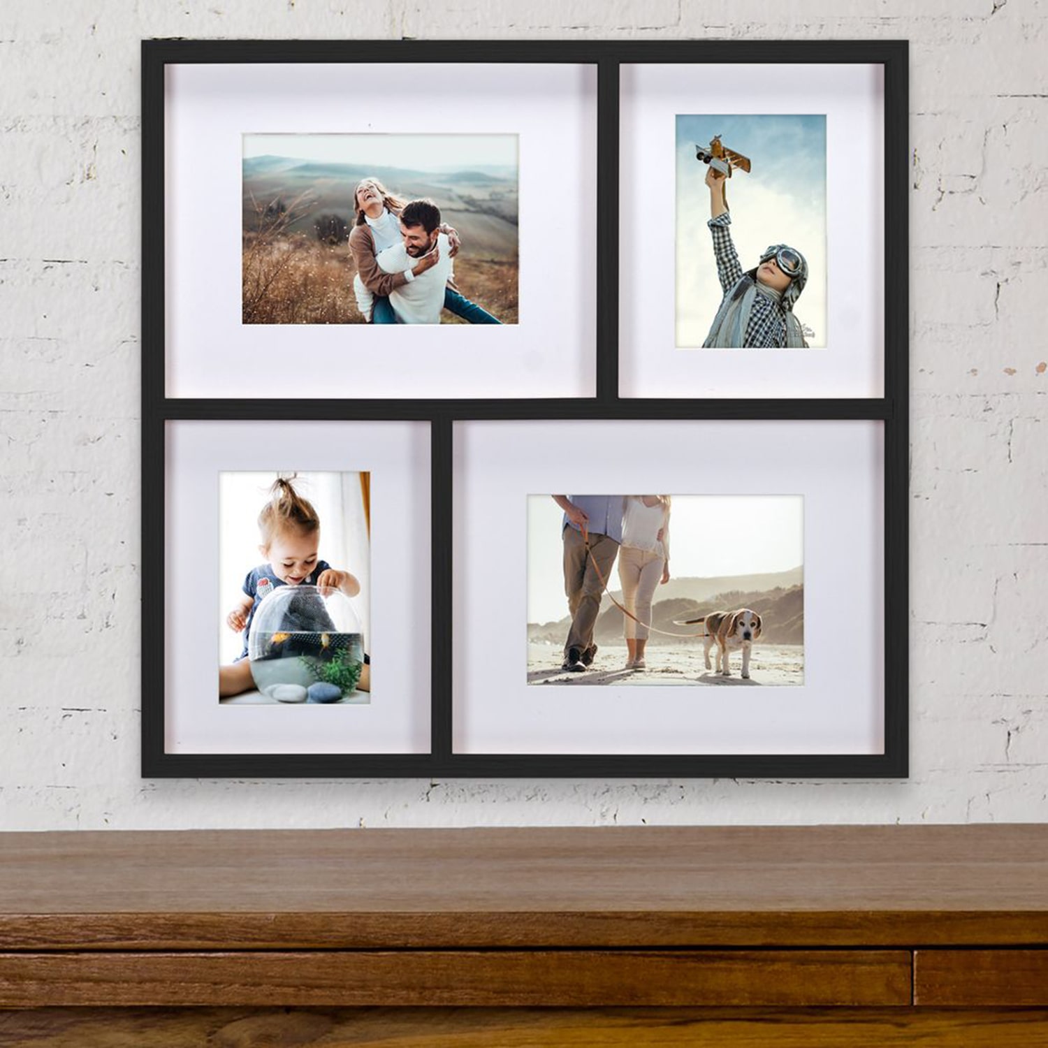 Malden 4-Op 4x6/5x7 Black Matted Collage 4-Opening Collage Frame