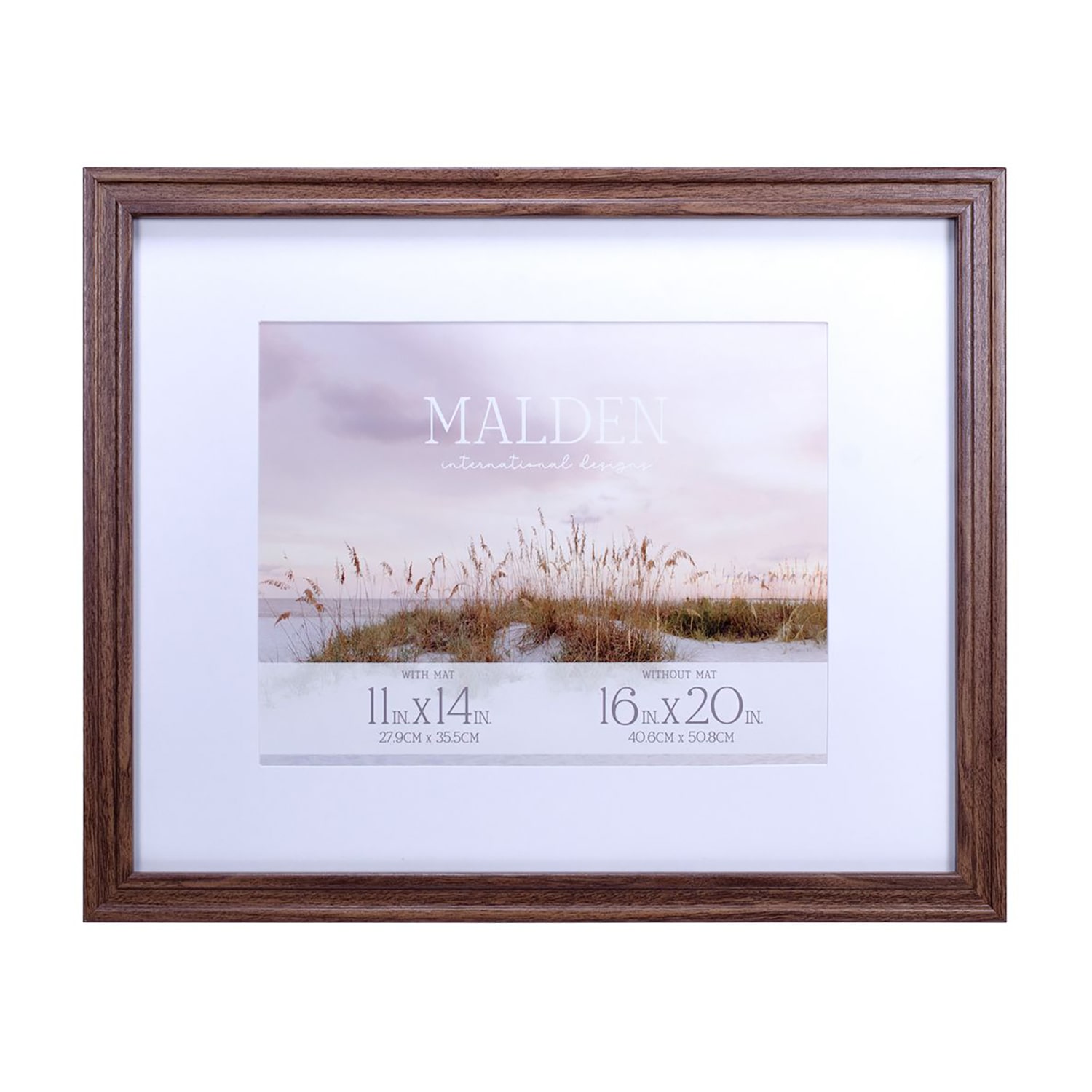 Malden 11x14/16x20 Horiz. Valley Walnut 1-Opening Wall Frame