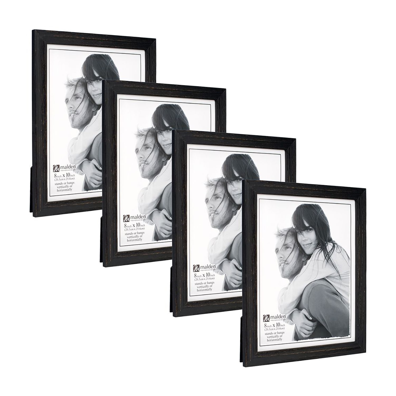Malden 4 Pk. 8x10 Rough Black Linear 4-pc. Picture Frame Set