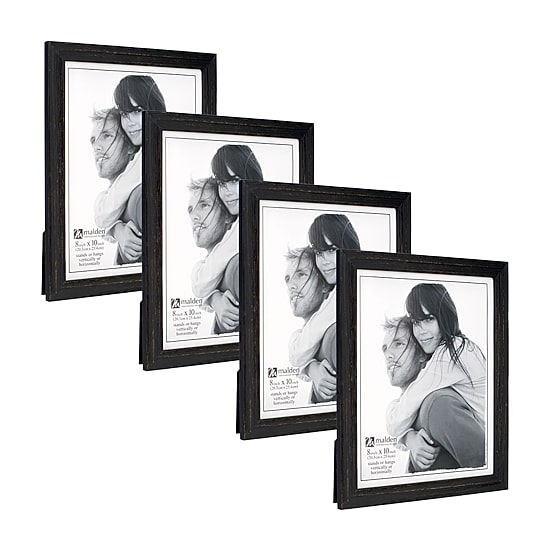 Malden 4 Pk. 8x10 Rough Black Linear 4-pc. Picture Frame Set