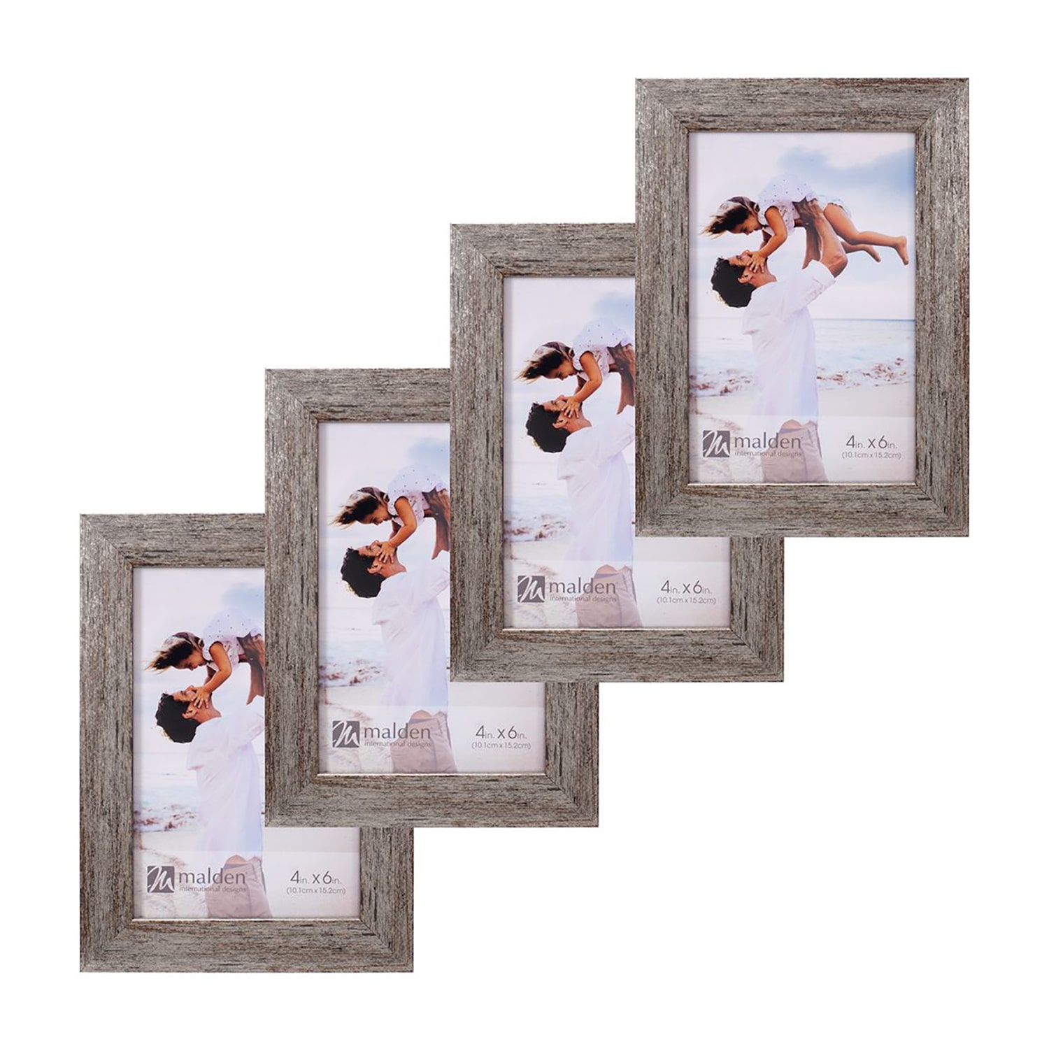Malden 4 Pack 4x6 Champagne Linear 4-pc. Picture Frame Set