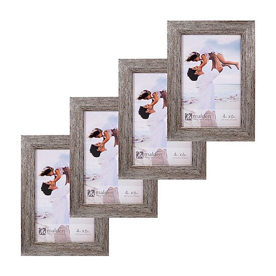 Malden 4 Pack 4x6 Champagne Linear 4-pc. Picture Frame Set