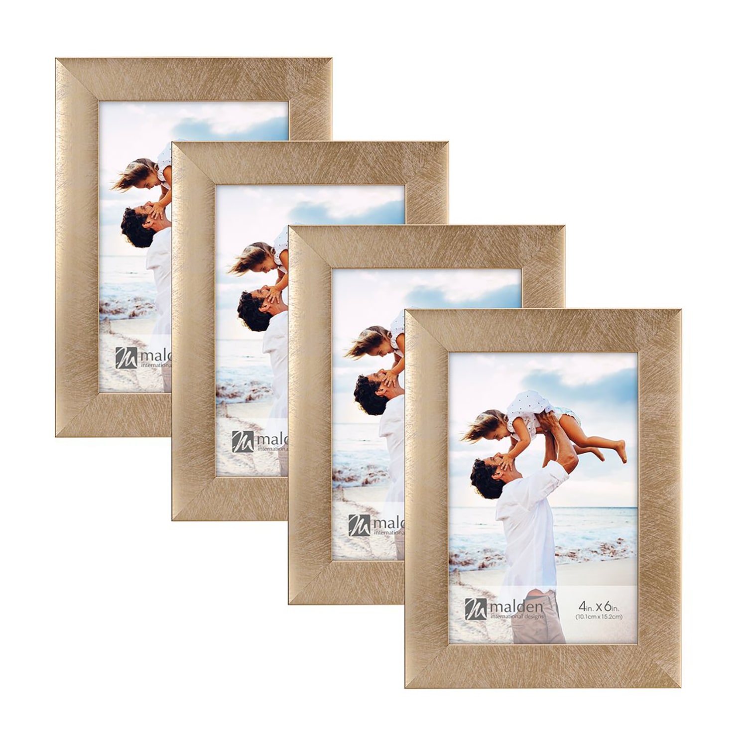 Malden 4 Pk 4x6 Gold Linear 4-pc. Picture Frame Set