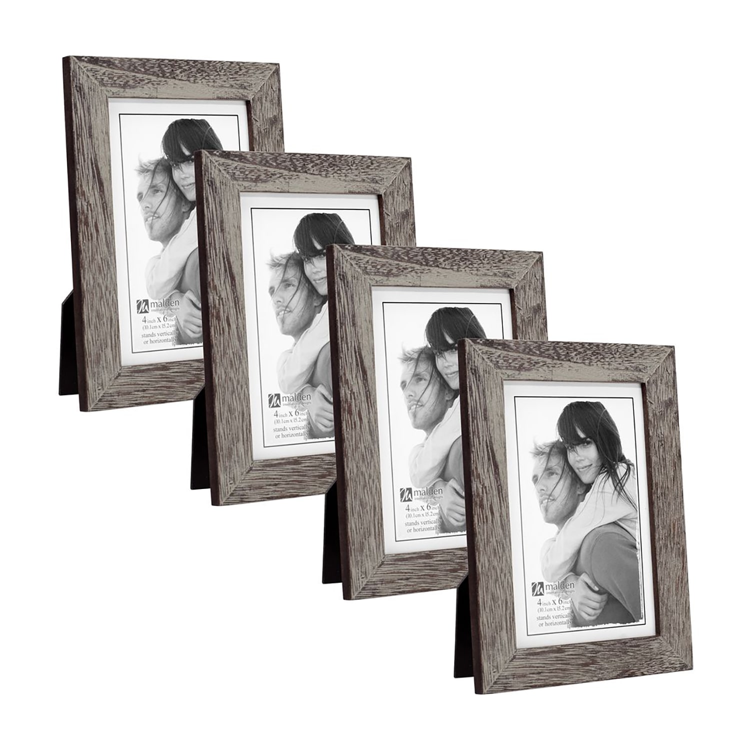 Malden 4x6 Gray Ridge Linear 4-pc. Picture Frame Set