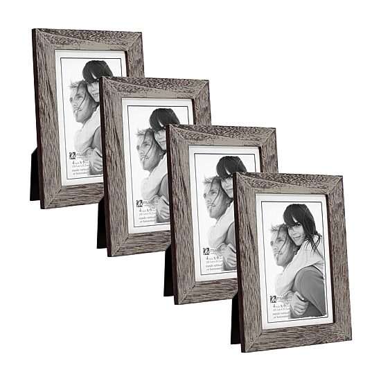Malden 4x6 Gray Ridge Linear 4-pc. Picture Frame Set