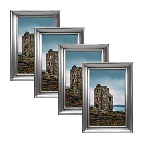 Malden 4 Pk 4x6 Concourse-pewter 4-pc. Picture Frame Set In Silver