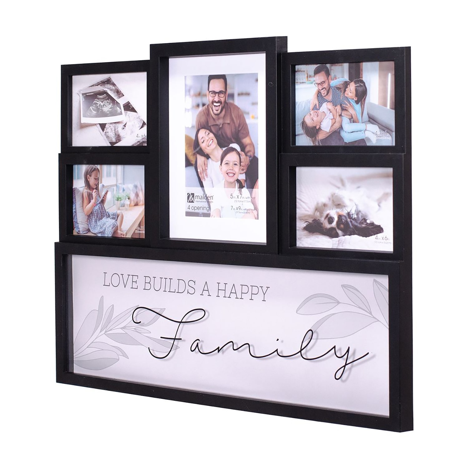 Malden 5-Op. Love Builds A Happy Family Black 5-Opening Collage Frame