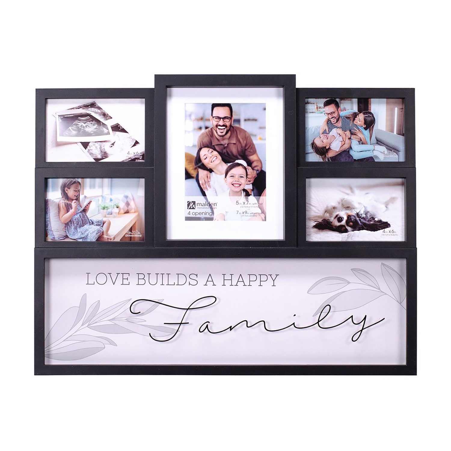 Malden 5-Op. Love Builds A Happy Family Black 5-Opening Collage Frame