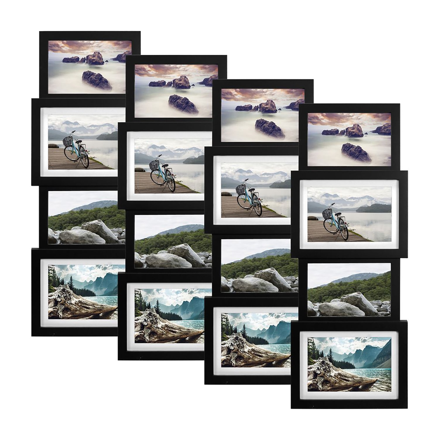 Malden 4 Pk 4-Op. 4x6/5x7 Black Panel 4-pc. Picture Frame Set