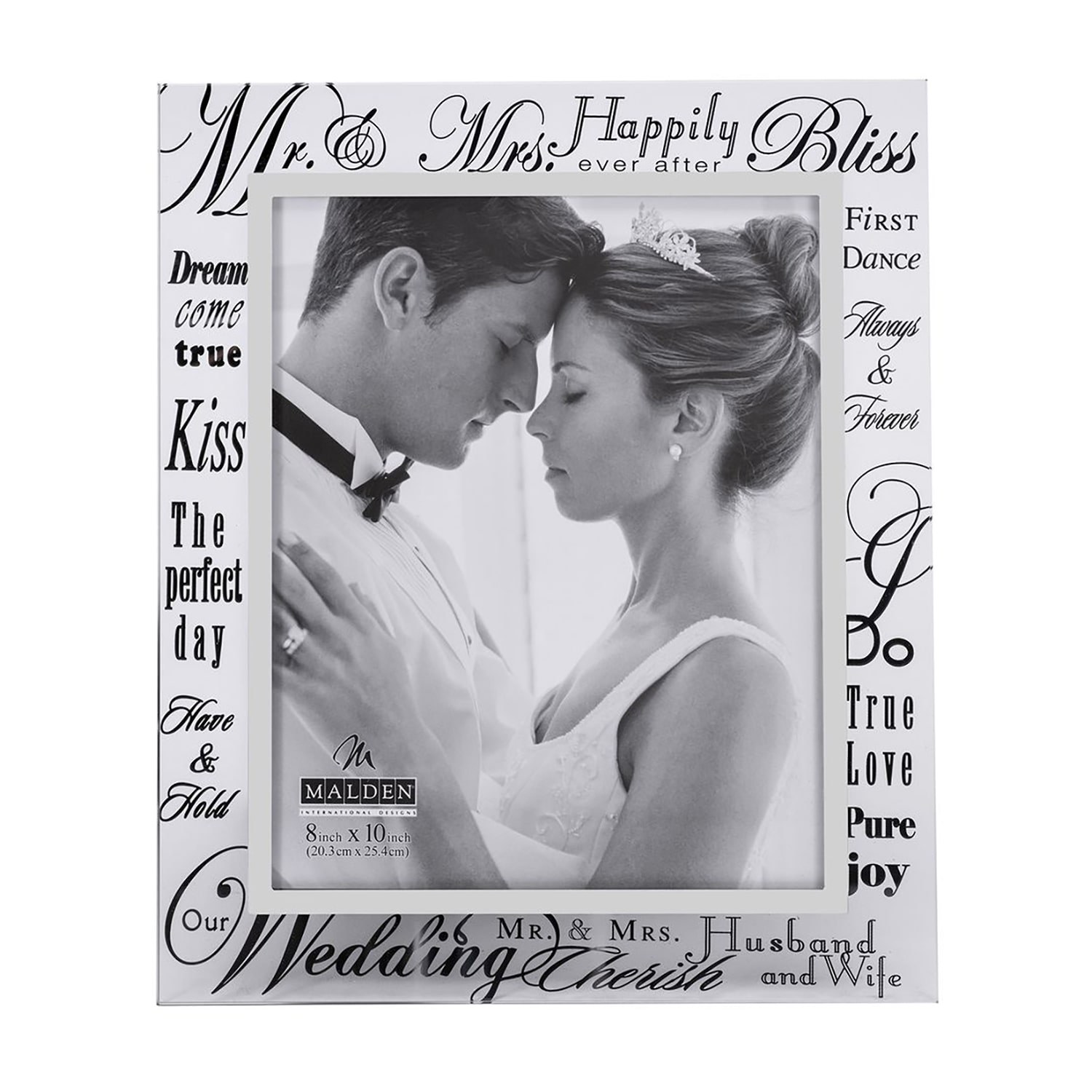 Malden 8x10 Mr And Mrs Metallic Glass Tabletop Frame