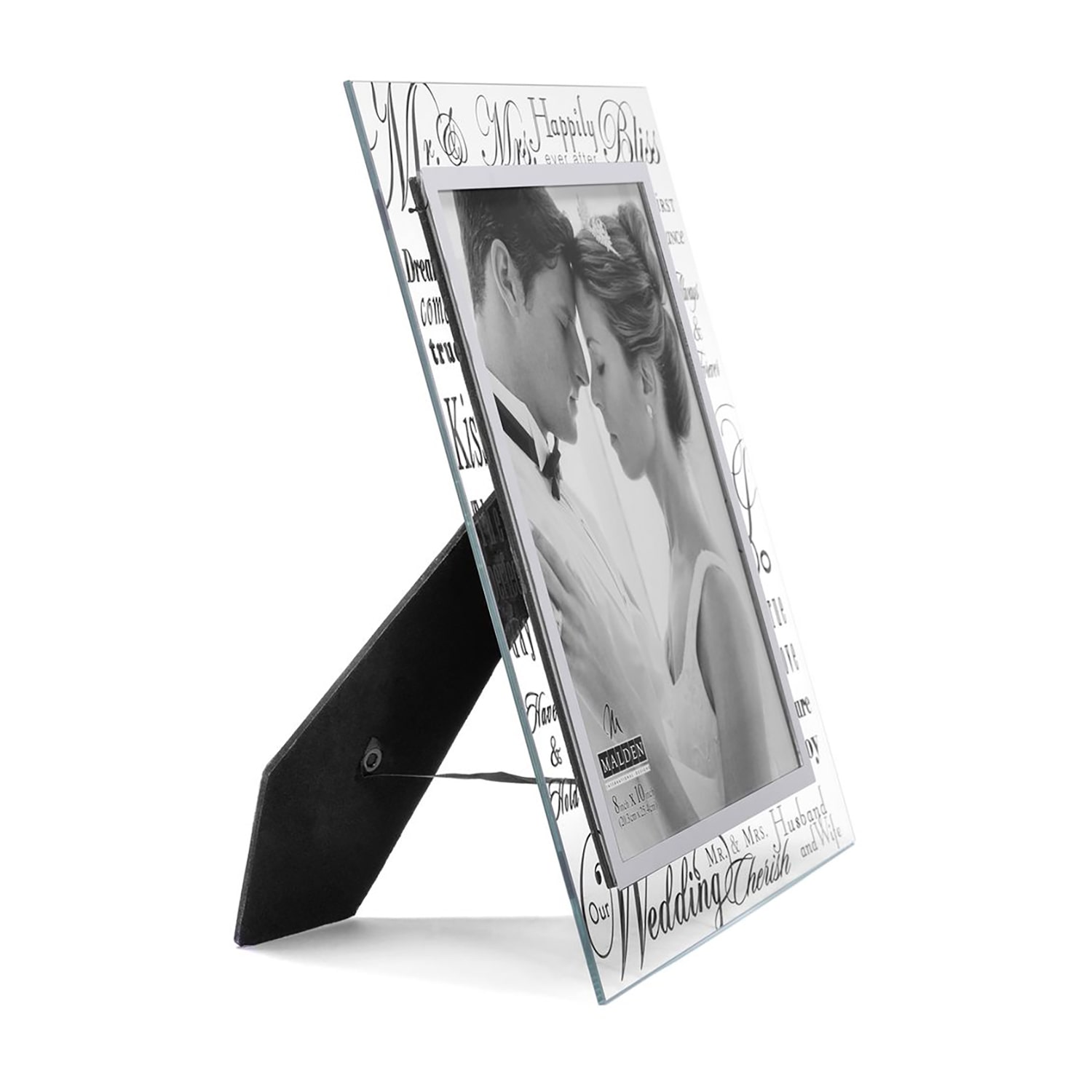 Malden 8x10 Mr And Mrs Metallic Glass Tabletop Frame