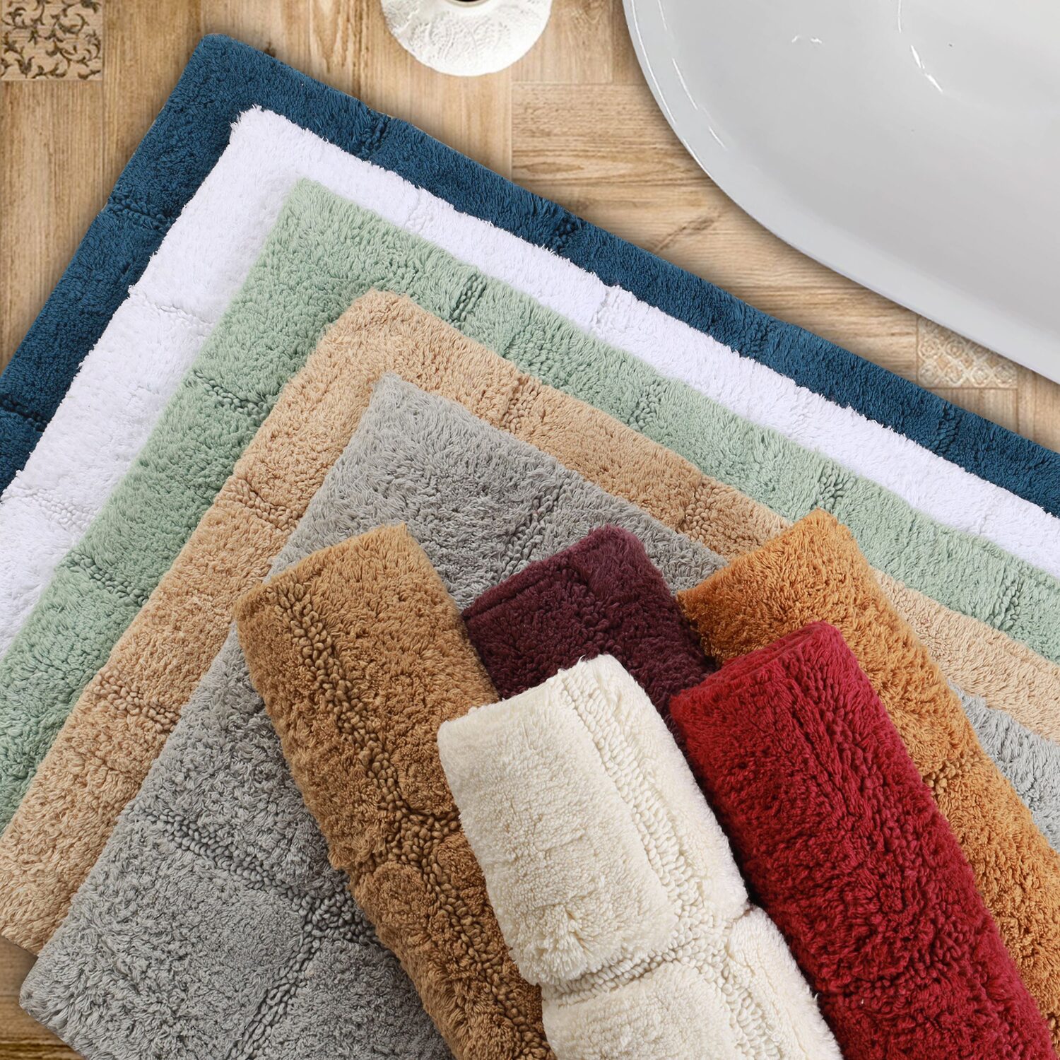 SUPERIOR® Luxury Comfort Checkered Cotton Washable 24 X 60 Bath Runner