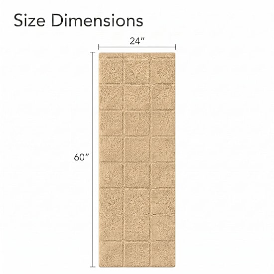 SUPERIOR® Luxury Comfort Checkered Cotton Washable 24 X 60 Bath Runner