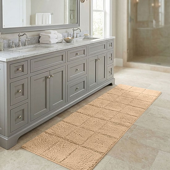 SUPERIOR® Luxury Comfort Checkered Cotton Washable 24 X 60 Bath Runner