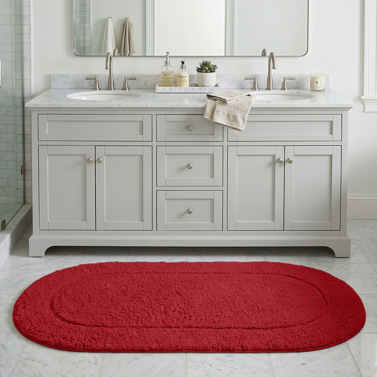SUPERIOR® Luxury Cotton Classic  Washable Oval 24 X 60 Bath Runner