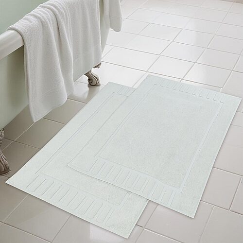 Superior Modern Cotton Heavy Thickness Geometric Border 2-pc. Bath Rug Set In Blue