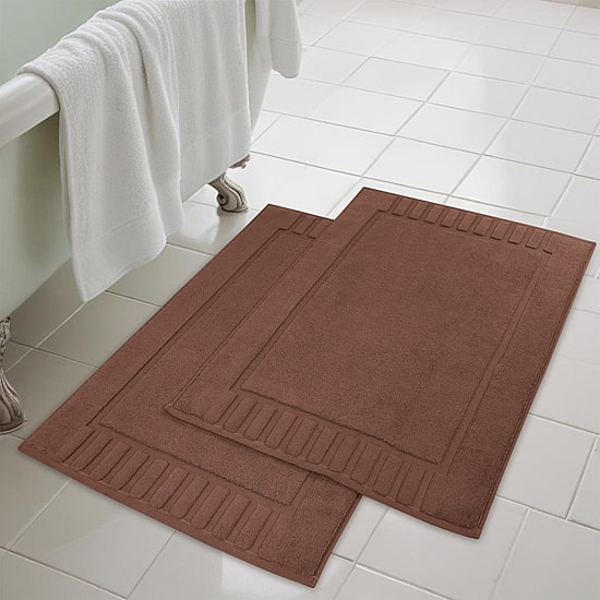 Superior Leo Cotton Absorbent Quick Dry Geometric Border 2-Piece Bath Mat Set