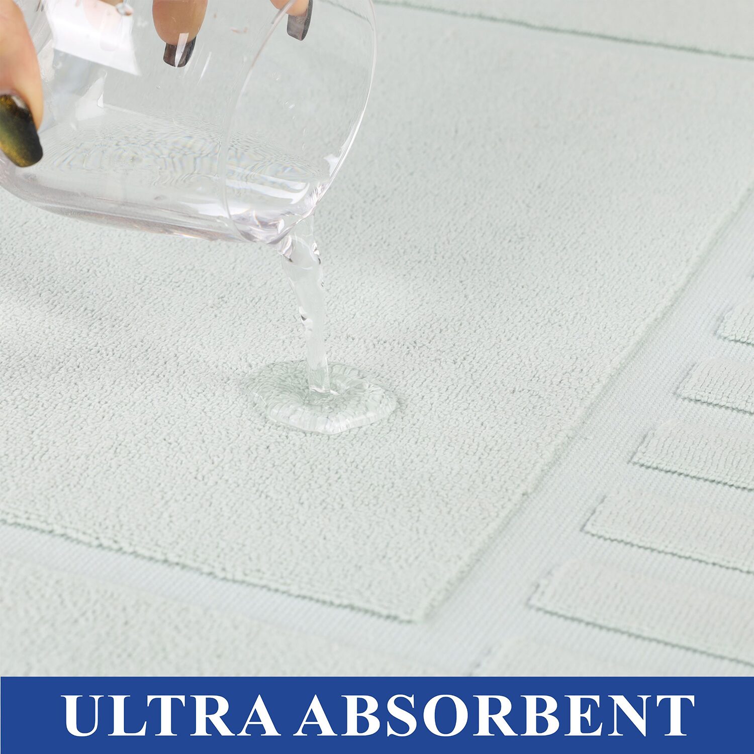 Superior Leo Cotton Absorbent Quick Dry Geometric Border 2-Piece Bath Mat Set