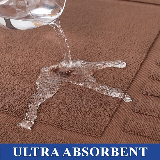 Superior Leo Cotton Absorbent Quick Dry Geometric Border 2-Piece Bath Mat Set