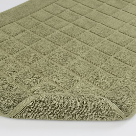 Superior Nora Cotton Absorbent Quick Dry Solid Checkered 2-Piece Bath Mat