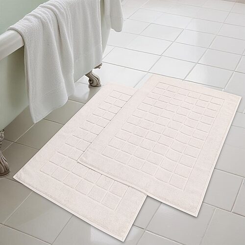 Superior Cotton 2-ply Thickness Solid Checkered 2-pc. Bath Rug Set In Yellow