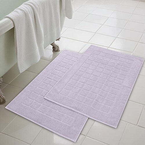 Superior Cotton 2-ply Thickness Solid Checkered 2-pc. Bath Rug Set In Purple