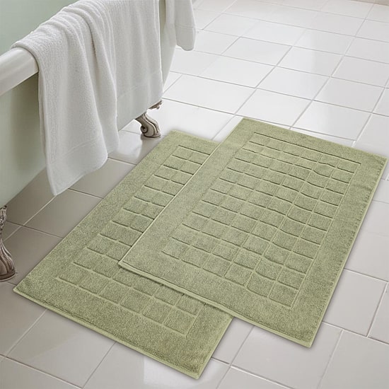 Superior Nora Cotton Absorbent Quick Dry Solid Checkered 2-Piece Bath Mat