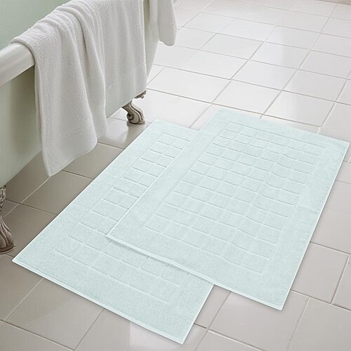 Superior Cotton 2-ply Thickness Solid Checkered 2-pc. Bath Rug Set In Green