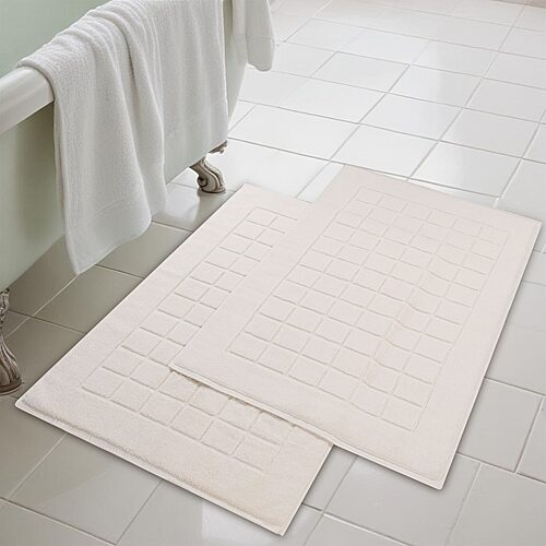 Superior Cotton 2-ply Thickness Solid Checkered 2-pc. Bath Rug Set In Gray