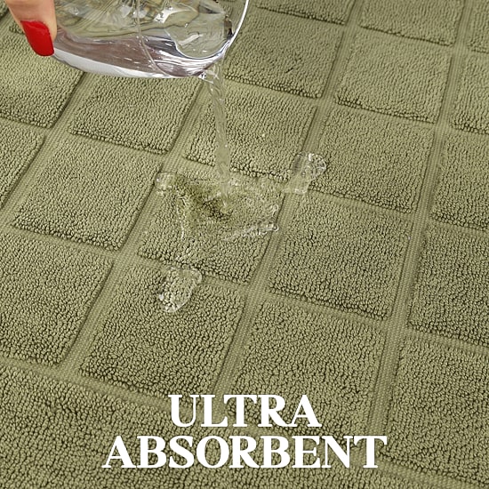 Superior Nora Cotton Absorbent Quick Dry Solid Checkered 2-Piece Bath Mat