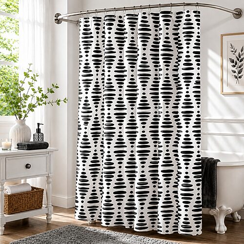 Home Weavers Inc Elmstone Printed Shower Curtain In Black