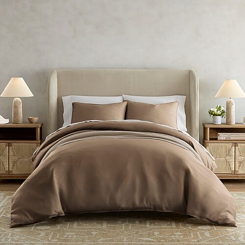 Casual Comfort Premium Rayon From Bamboo Luxury Duvet Cover Set, One Size, Brown