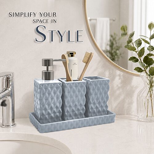 Home Weavers Inc Ashford Ceramic 4-pc. Bath Accessory Sets In Blue
