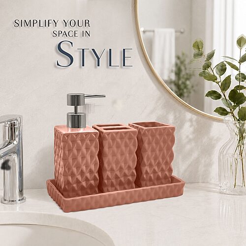 Home Weavers Inc Ashford Ceramic 4-pc. Bath Accessory Sets In Orange