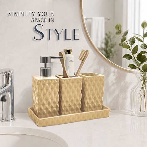 Home Weavers Inc Ashford Ceramic 4-pc. Bath Accessory Sets In Yellow